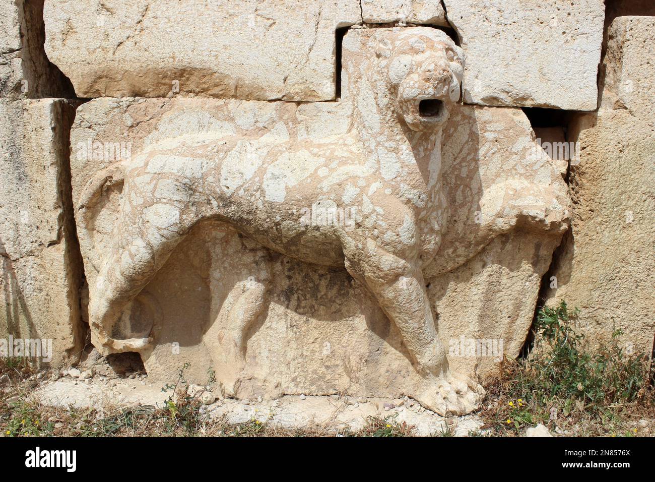 Piedra tallada León Qasr Al Abd en Irak El Amir Jordania Foto de stock