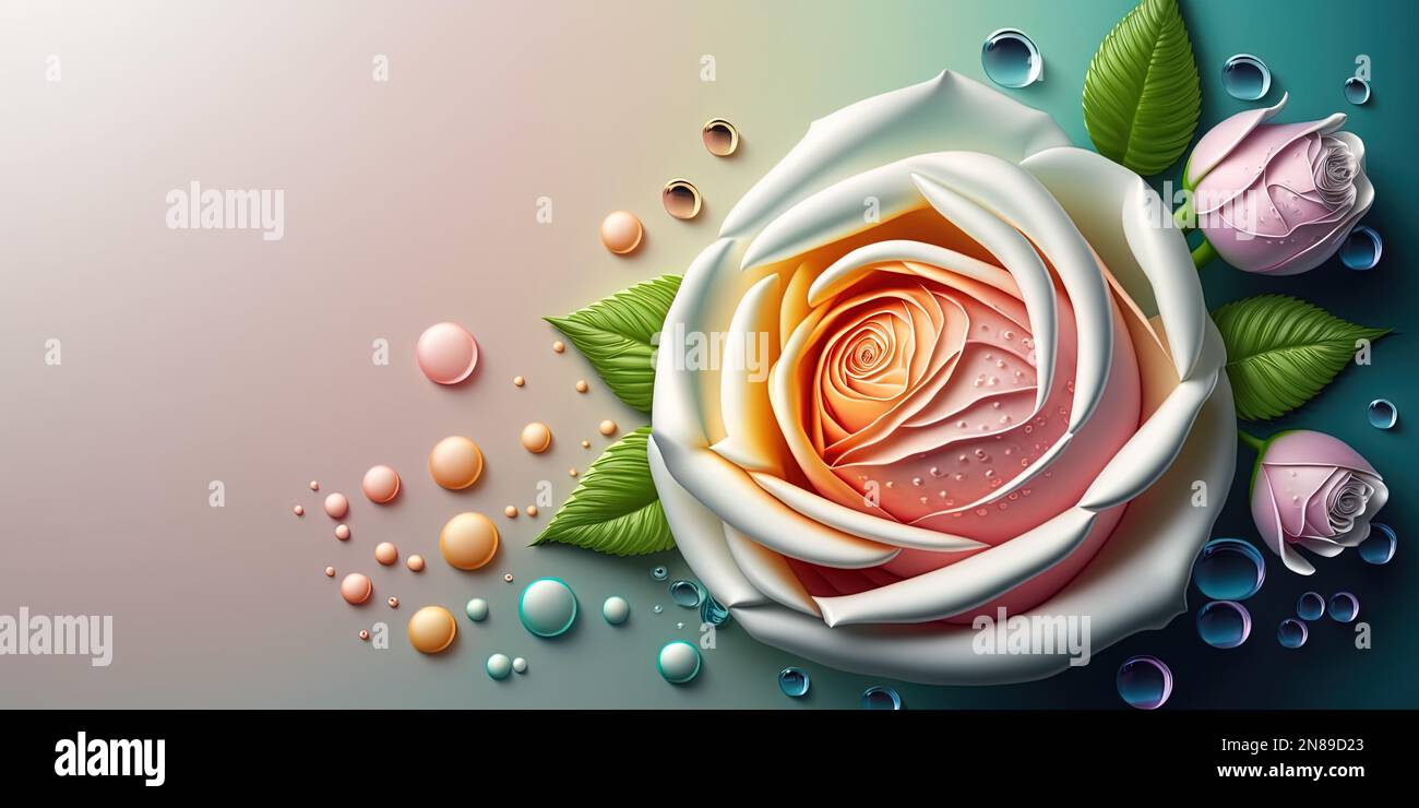 Ilustración digital 3D de la flor de rosa colorida en flor Fotografía de  stock - Alamy
