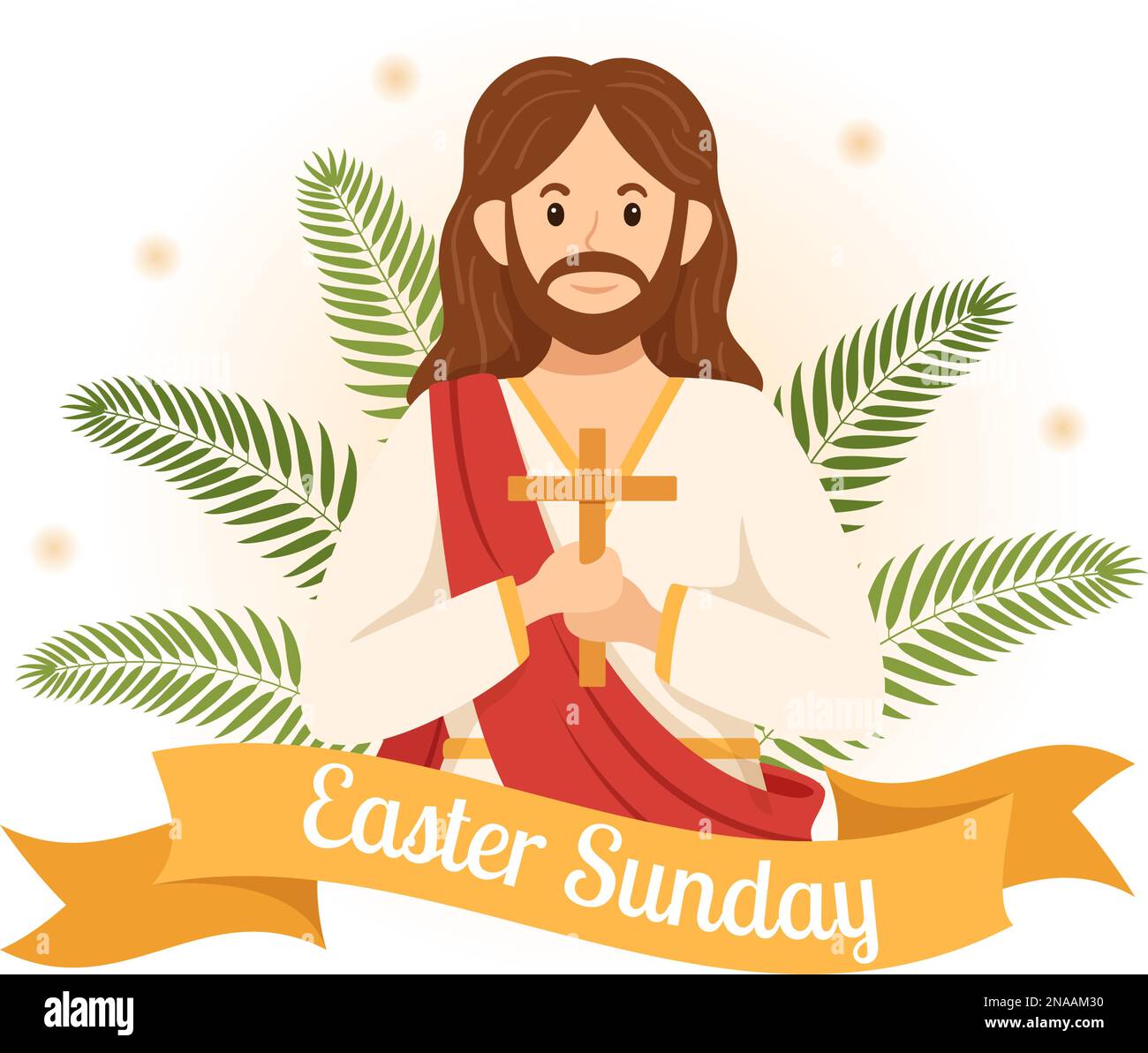 Feliz Domingo de Pascua Ilustración del Día con Jesús, Él es Resucitado