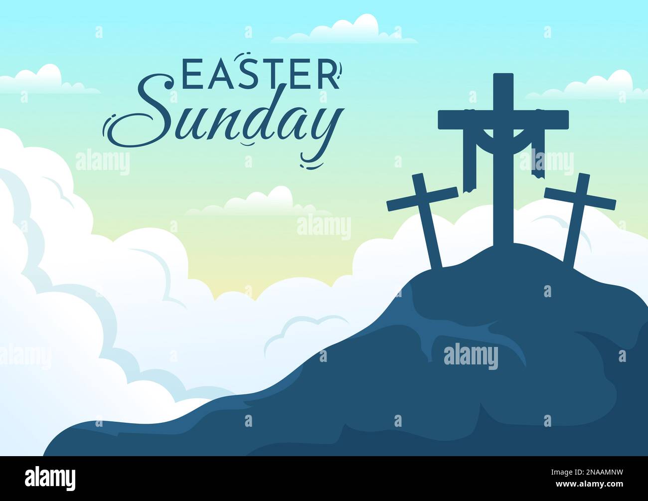 Feliz Domingo de Pascua Ilustración del Día con Jesús, Él es Resucitado