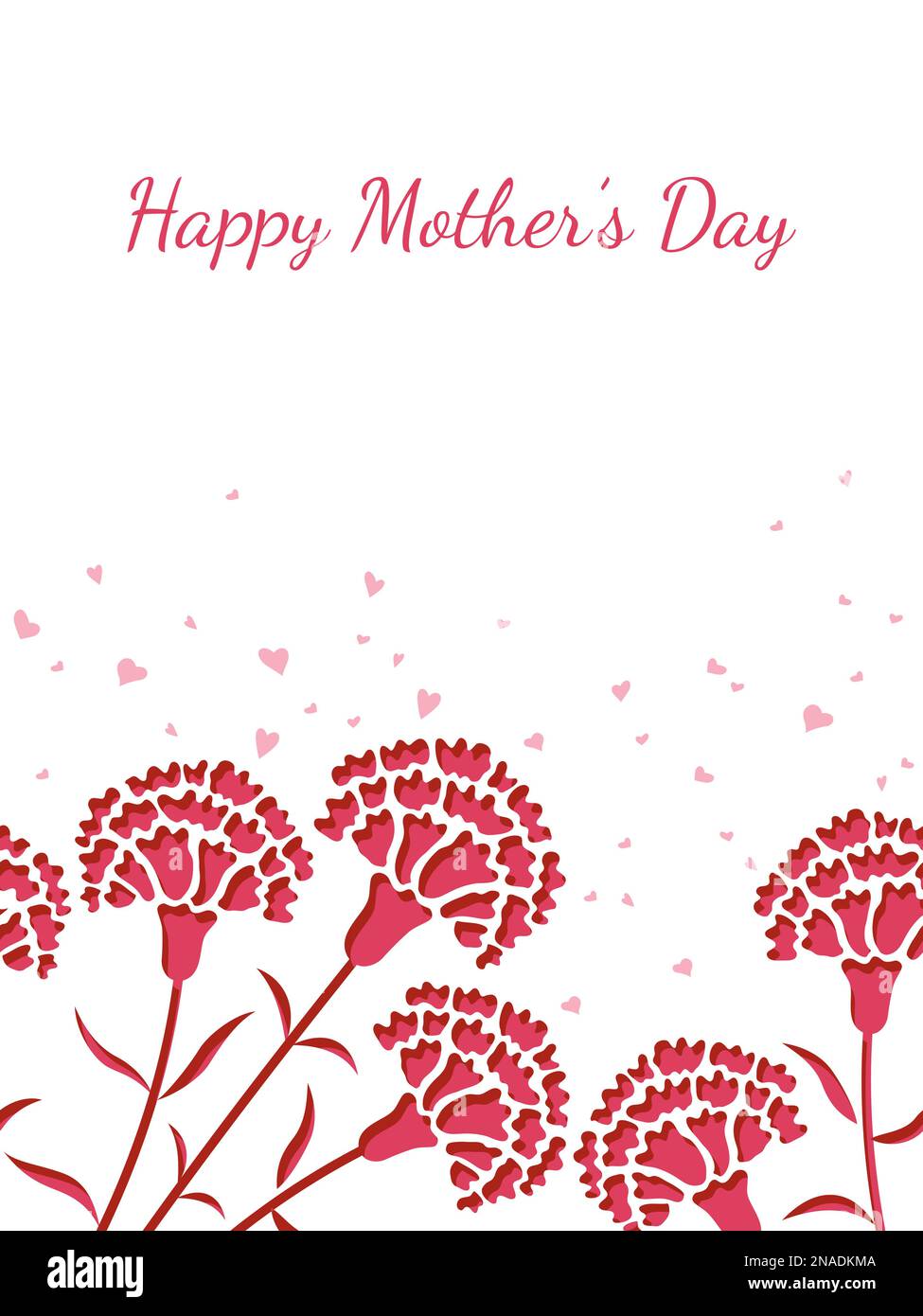 Vector ramo de clavel con Una cinta roja para el día de la madre, cumpleaños y novia. Ilustración del Vector