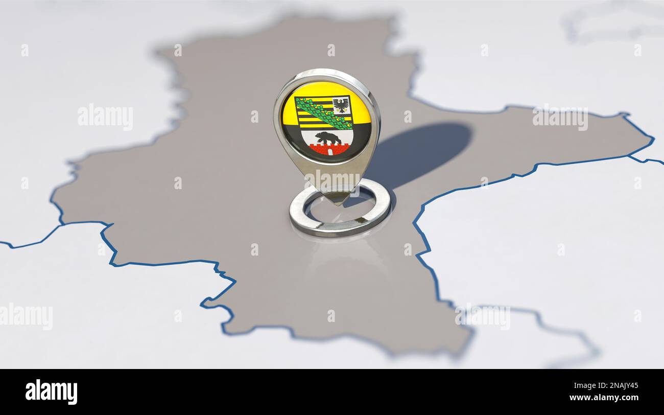 Sajonia-Anhalt, estado, destino, mapa, elección, Navegación, elecciones, turismo, migración, Sajonia-Anhalt, Estado libre, bandera, escudo de armas, destino Foto de stock