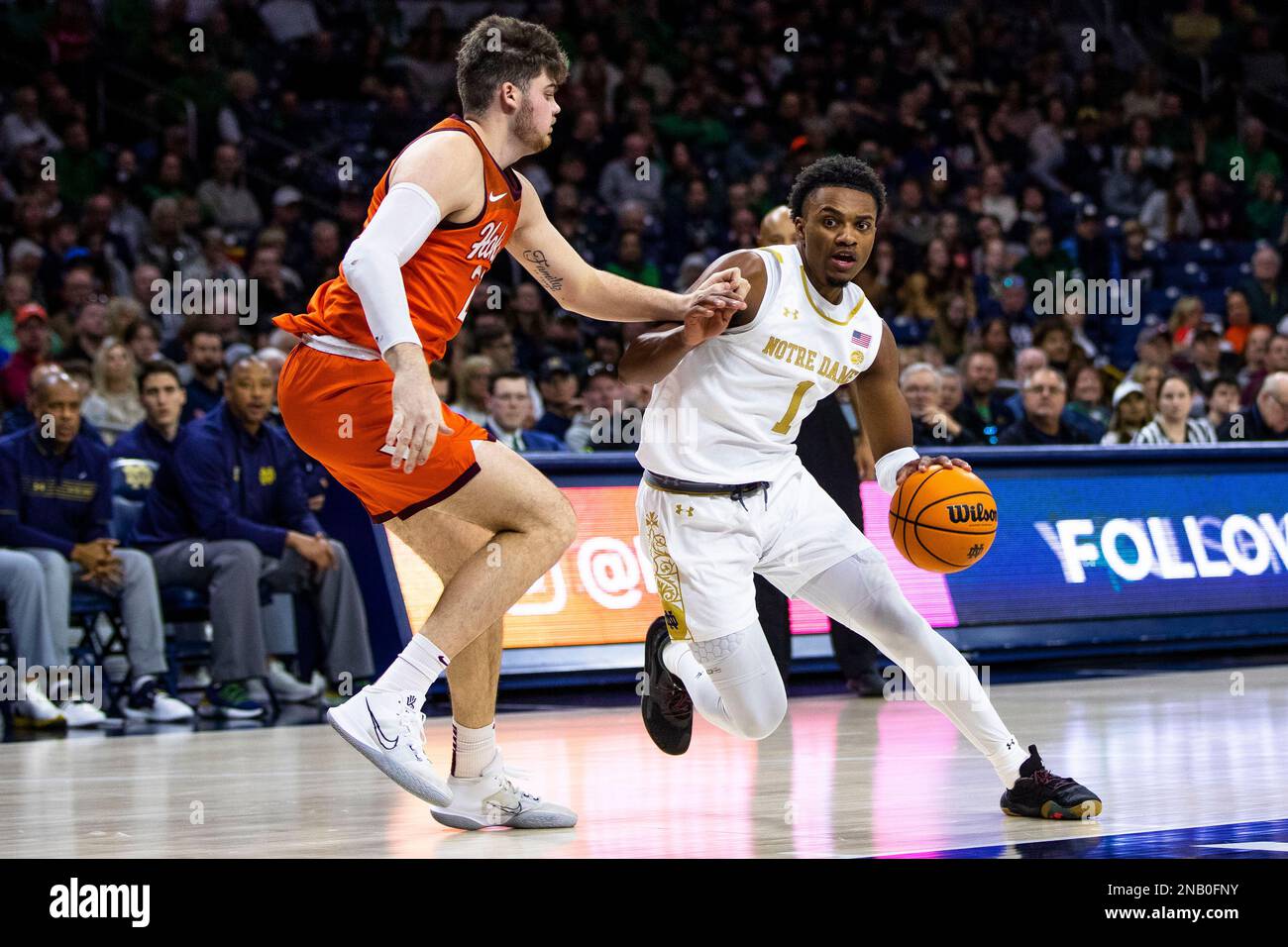 Notre Dame's JJ Starling (1) drives against Virginia Tech's Grant ...