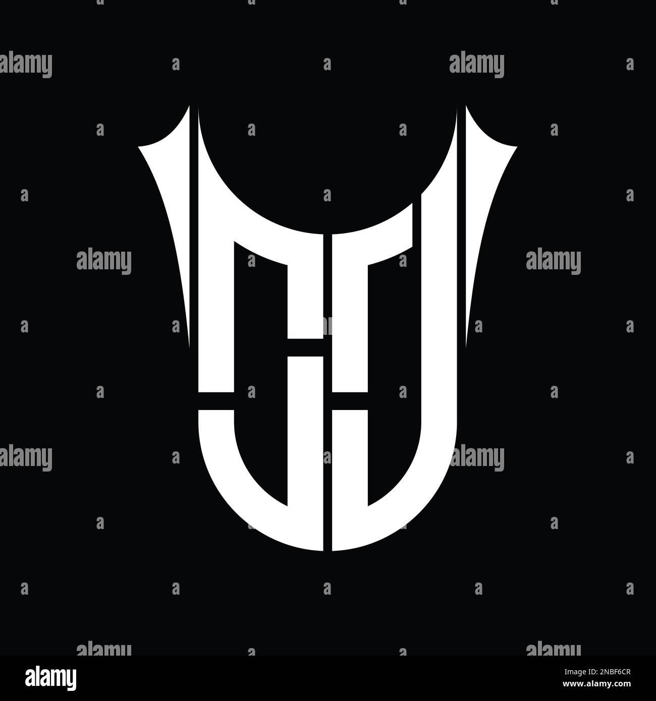 OJ Logo monograma escudo agudo medio redondo forma vector imágenes