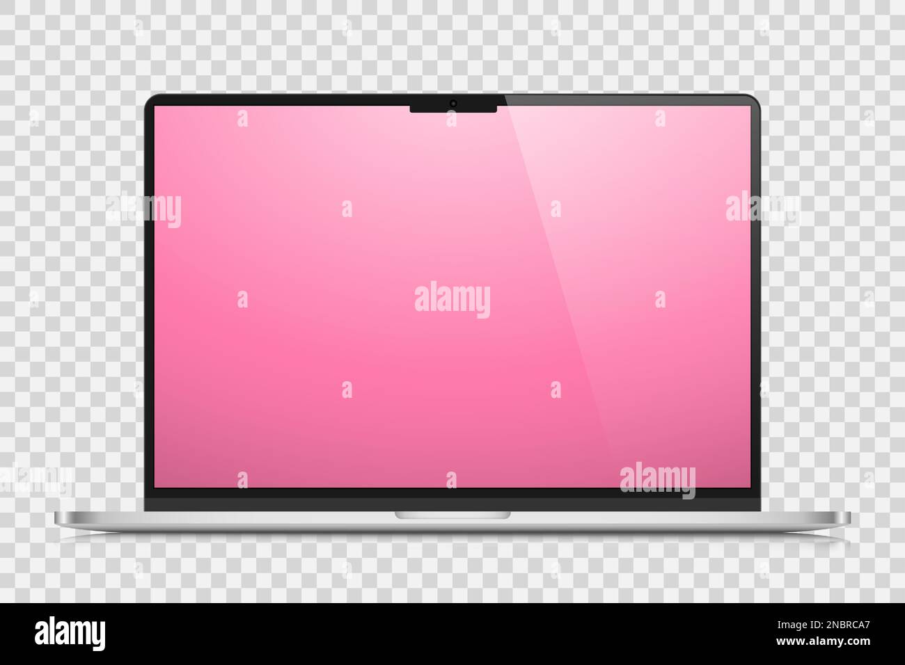 Un portátil realista con una pantalla de gradiente rosa y reflejo sobre un  fondo transparente Imagen Vector de stock - Alamy