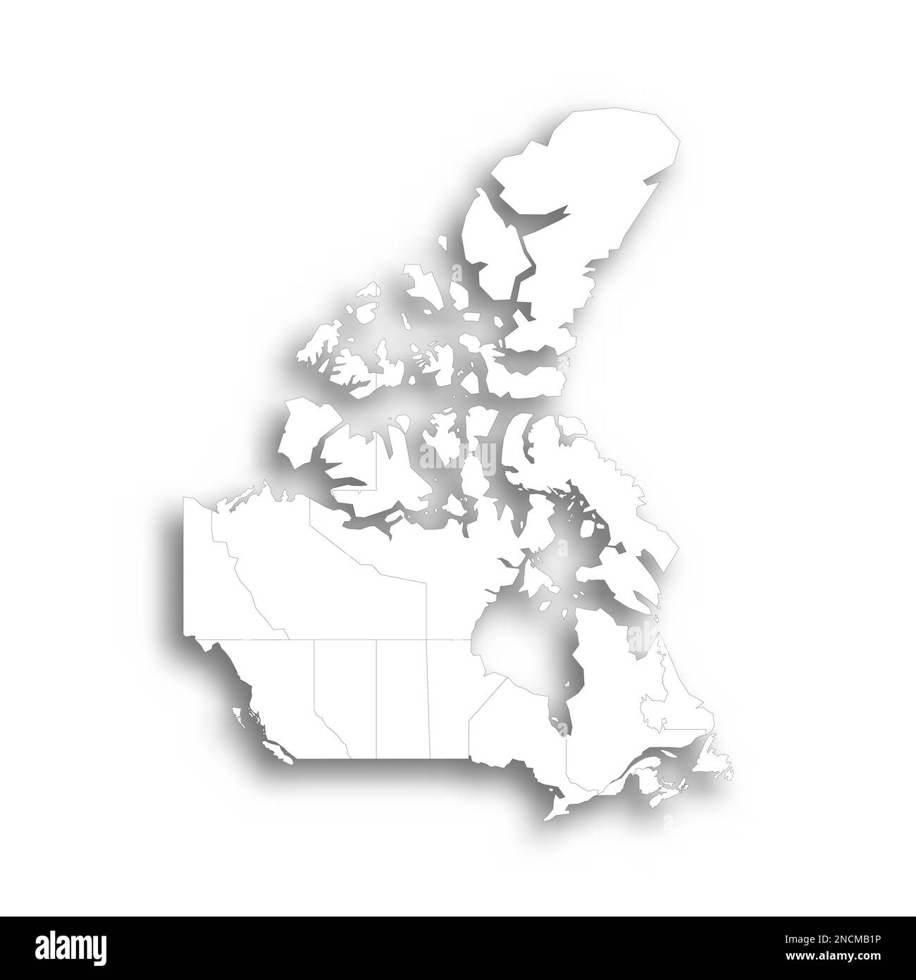Canadá Mapa político de las divisiones administrativas provincias y