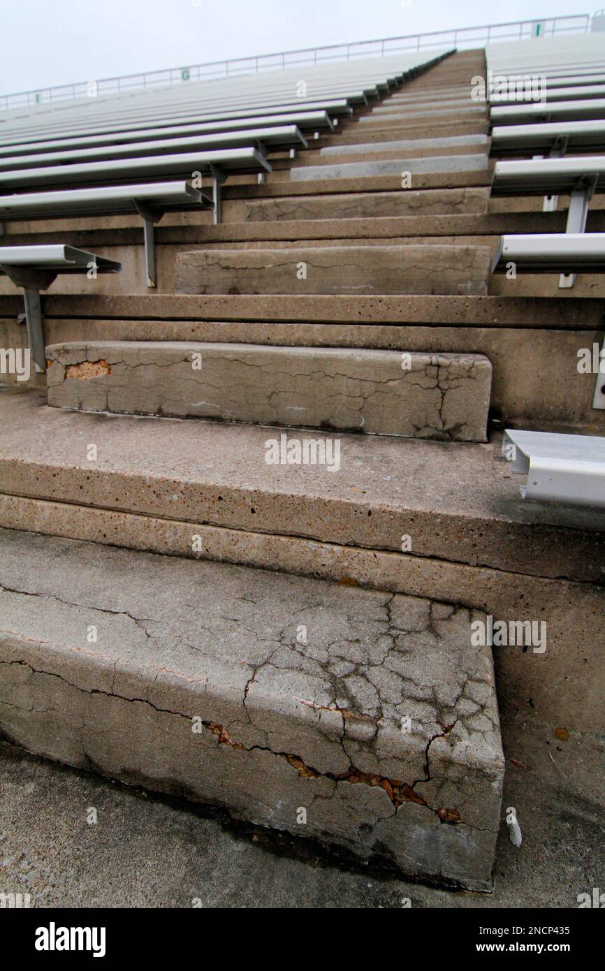 In this Nov. 3, 2010, photo shows cracks in the concrete steps in the
