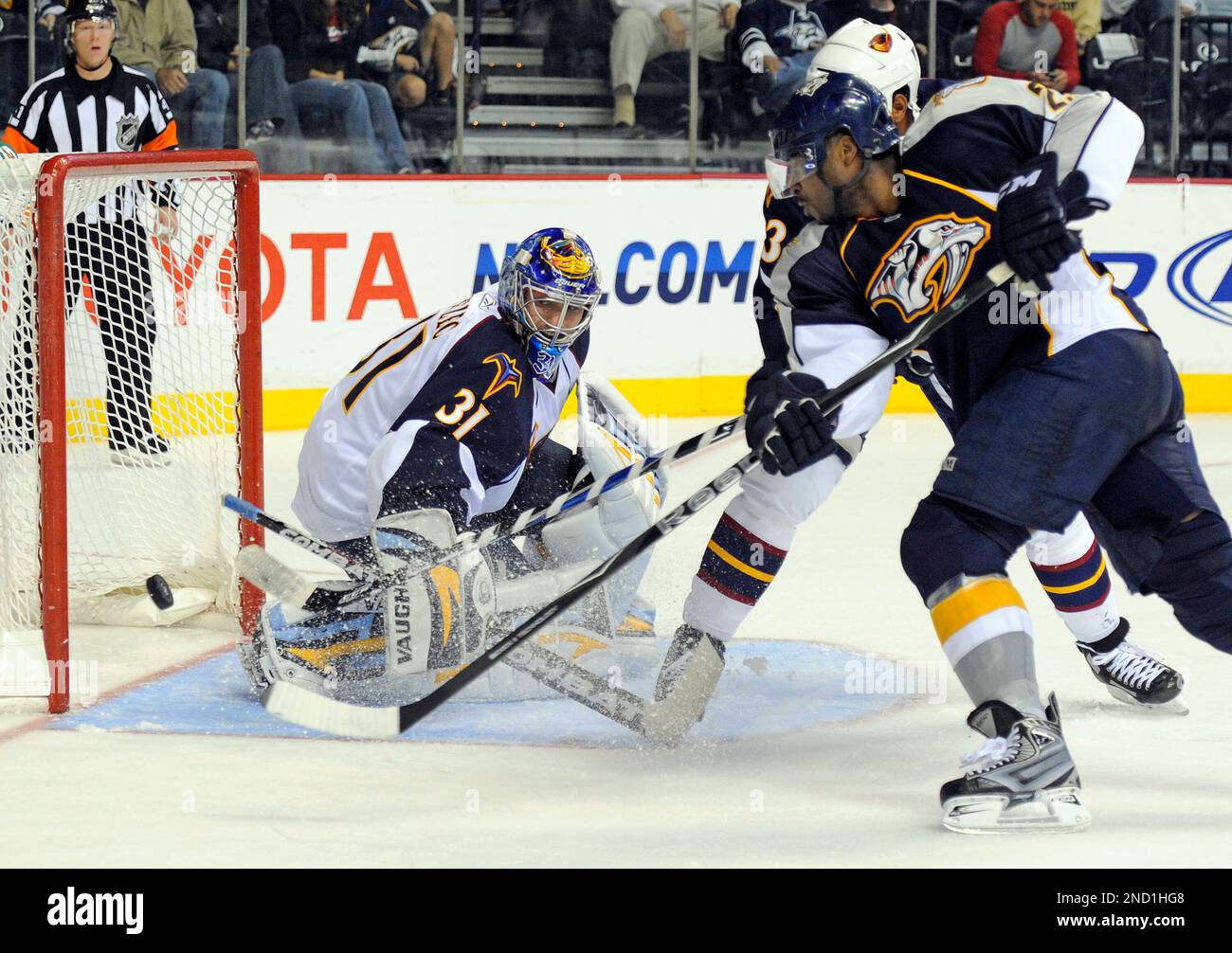 Nashville Predators right wing Joel Ward (29) takes a shot wide of the