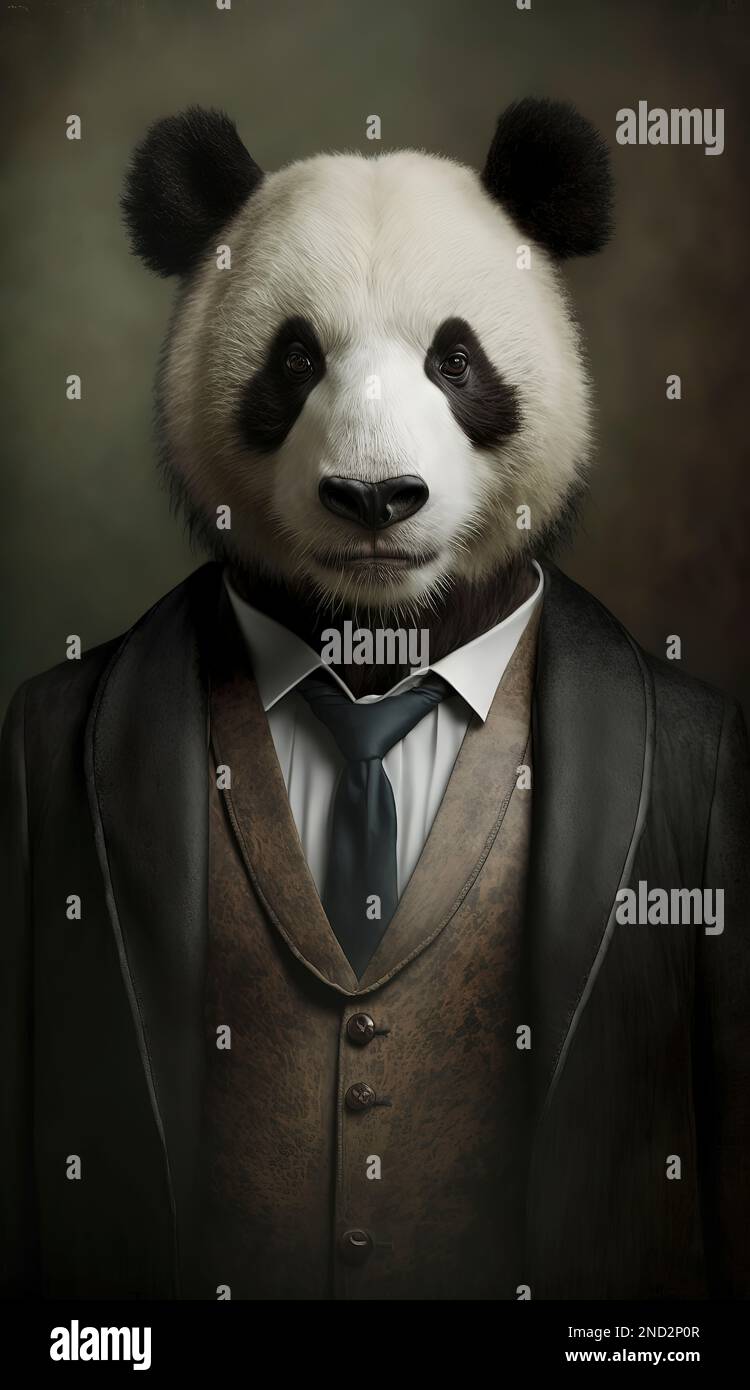 Una ilustración generada por IA de un panda en un traje Fotografía de stock  - Alamy