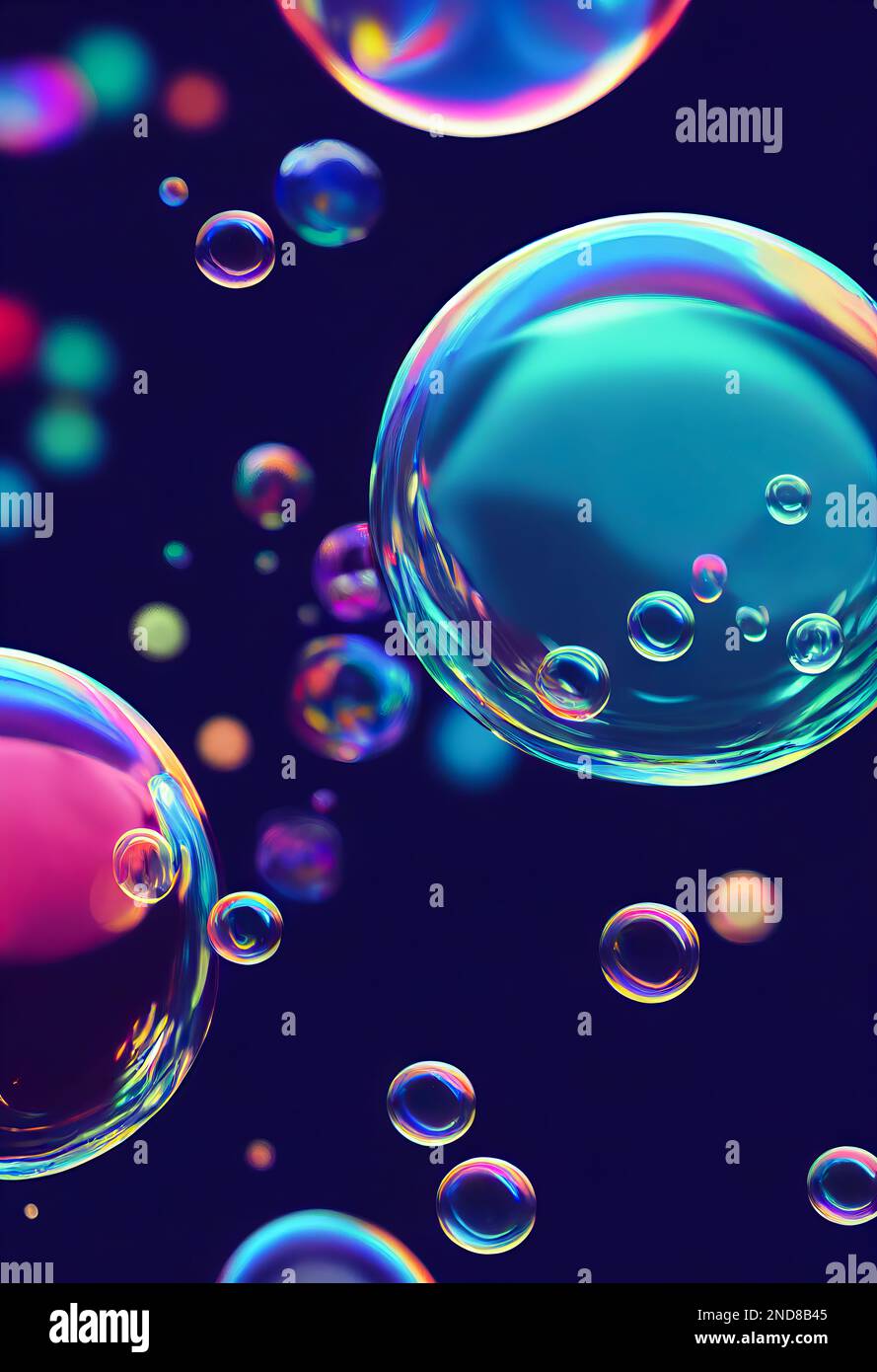 Coloridas burbujas de jabón flotando en el fondo abstracto del aire. Superficie brillante y brillante. Colorido patrón de burbujas de jabón. AI decorativo generó cartel interior vertical realista Fotografía de stock - Coloridas burbujas de jabón flotando en el fondo abstracto del aire. Superficie brillante y brillante. Colorido patrón de burbujas de jabón. AI decorativo generó cartel interior vertical realista Fotografía de stock -