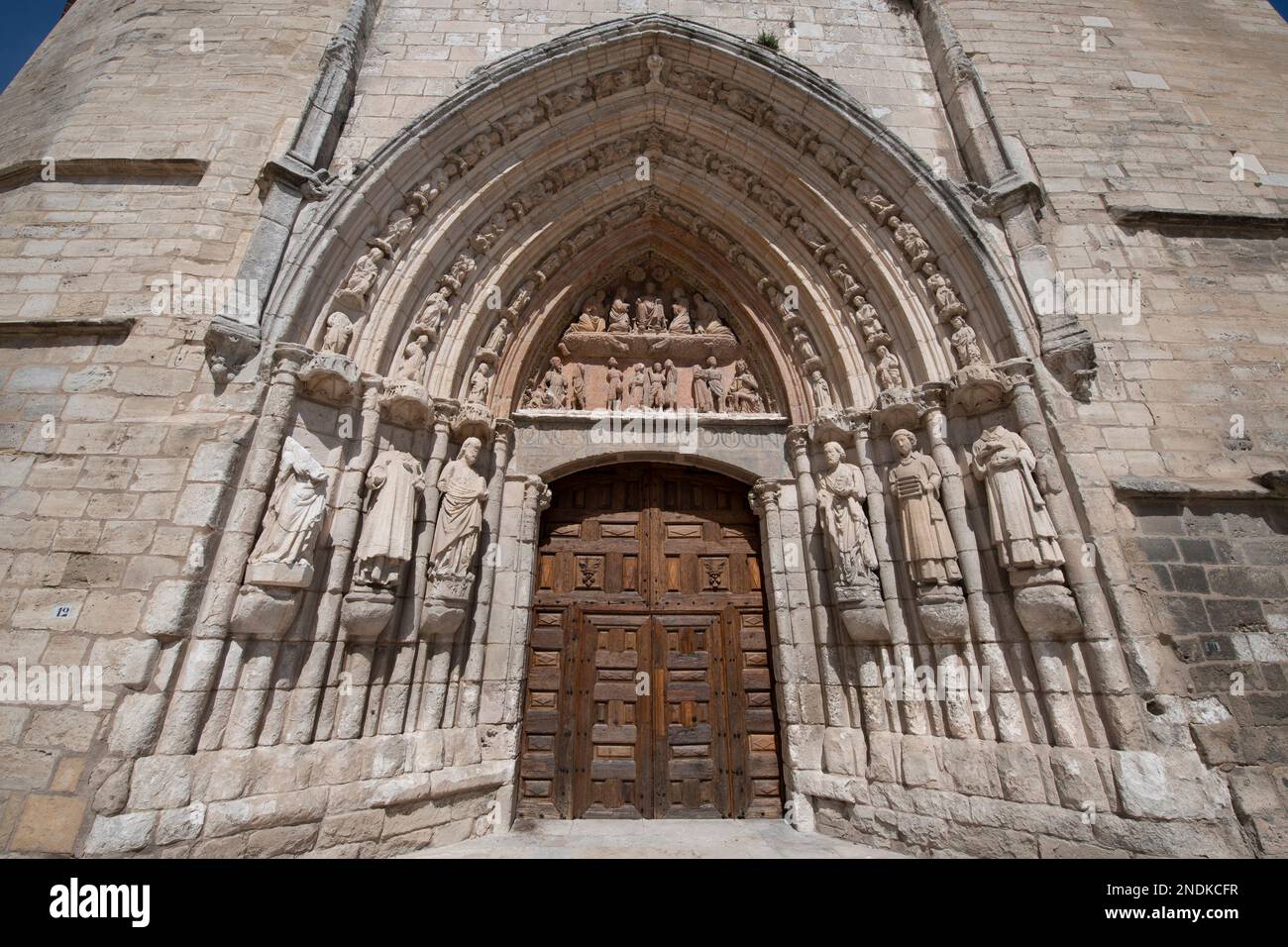 Tímpano, Iglesia de San Esteban, Burgos, Castilla y León, España, Europa Foto de stock
