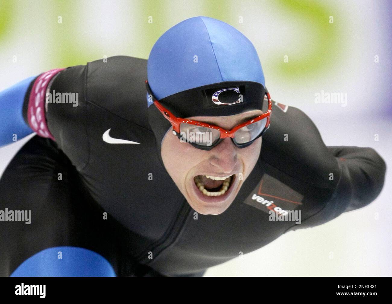 Jonathan Kuck of the USA skates during the men's 5,000 meter race at