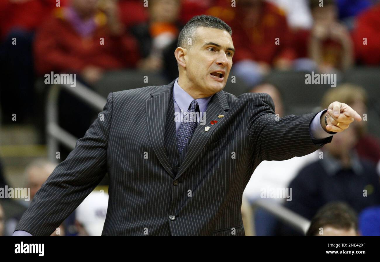 Kansas State head coach Frank Martin directs his team during the first