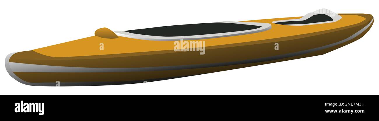 Kayak de dibujos animados en vista lateral aislado sobre blanco. Elemento de diseño vectorial. Foto de stock