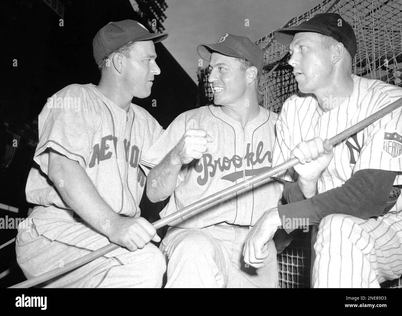 Mel Ott of the New York Giants, Billy Herman of the Brooklyn Dodgers and Bill Dickey of the New