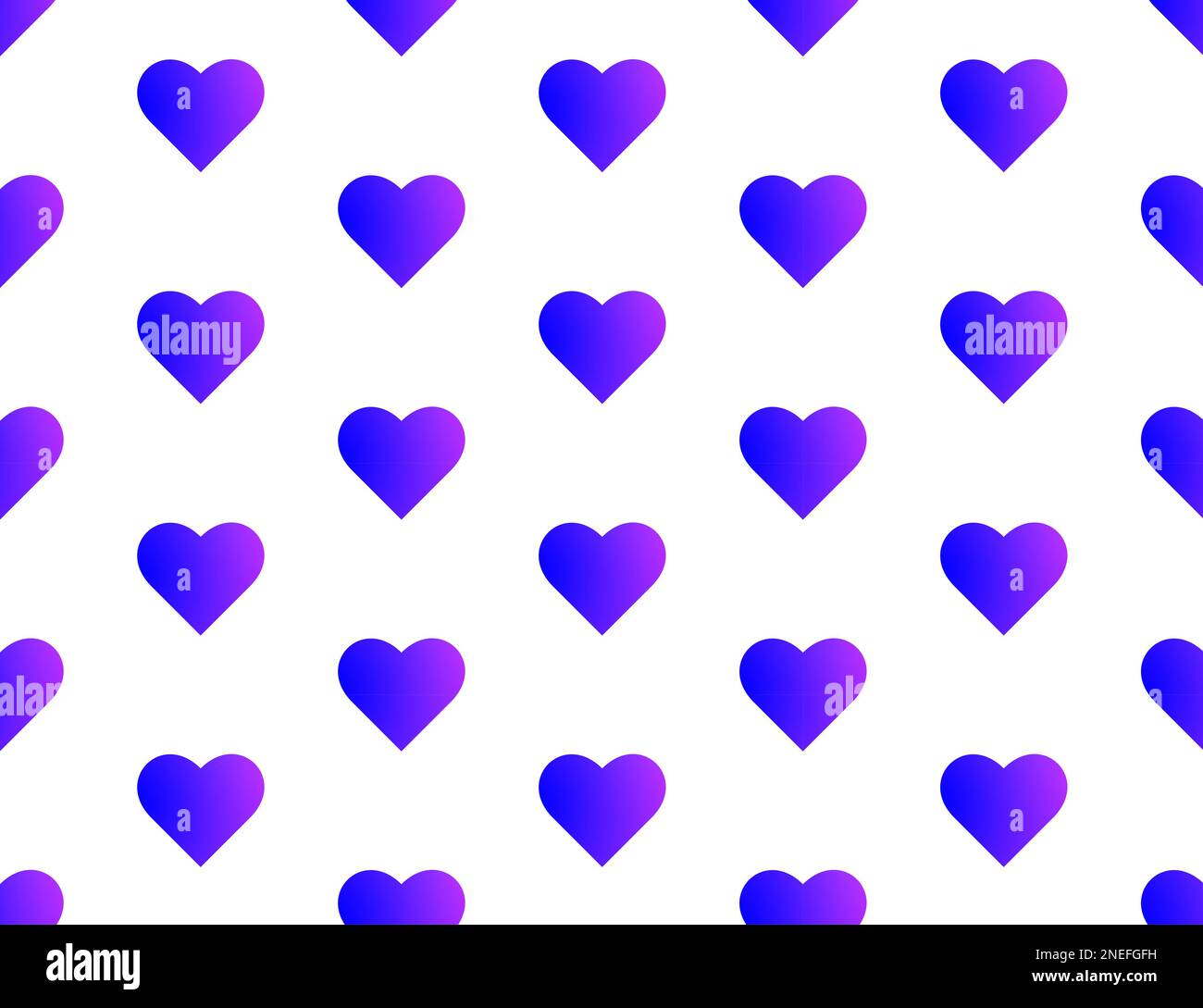 Patrón de corazones azul y púrpura sin fisuras – corazones de tamaño mediano – fondo blanco Foto de stock