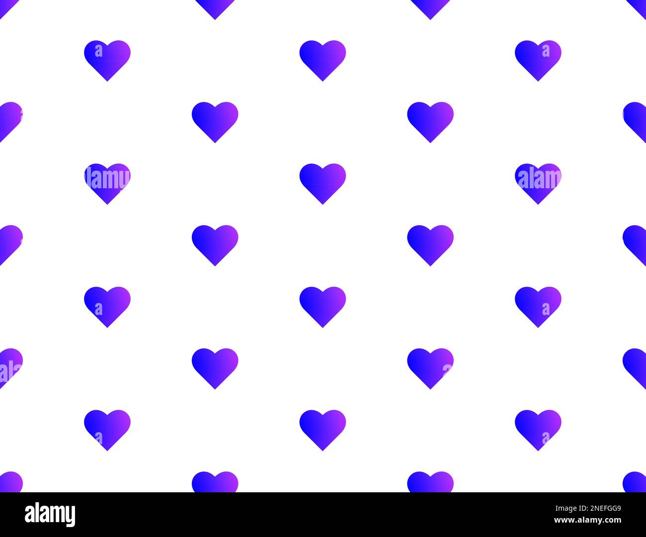 Patrón de corazones azul y púrpura sin fisuras – corazones de tamaño pequeño – fondo blanco Foto de stock
