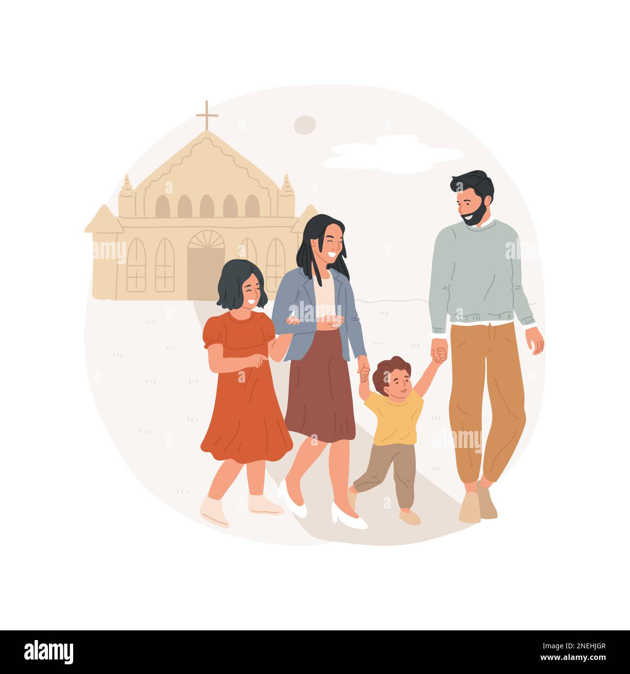 Familia yendo a la iglesia Imágenes vectoriales de stock - Alamy