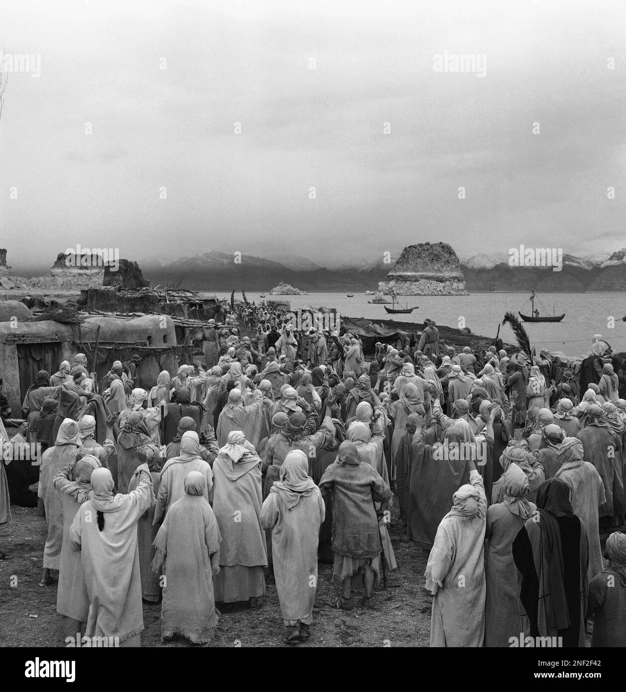 The whiterobed figure of Jesus, center, portrayed by Swedish actor Max