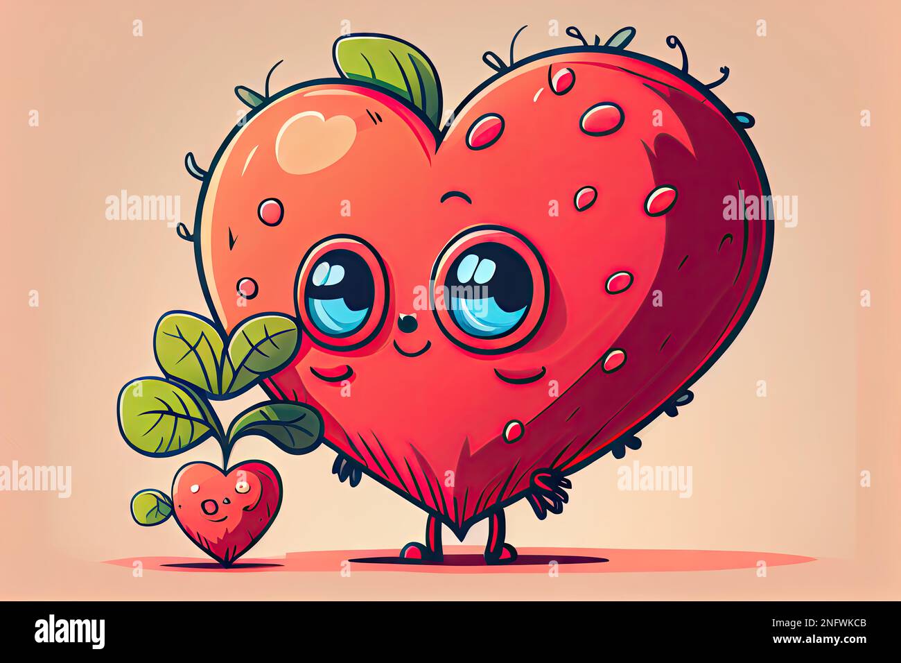 Una ilustración generada por la IA de una manzana roja animada en forma de  corazón que crece su hijo - el día de la madre Fotografía de stock - Alamy