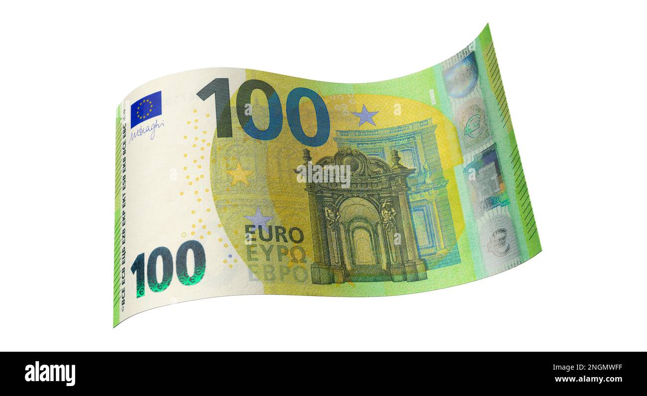 Nuevo 100 euro nota, aislado Foto de stock
