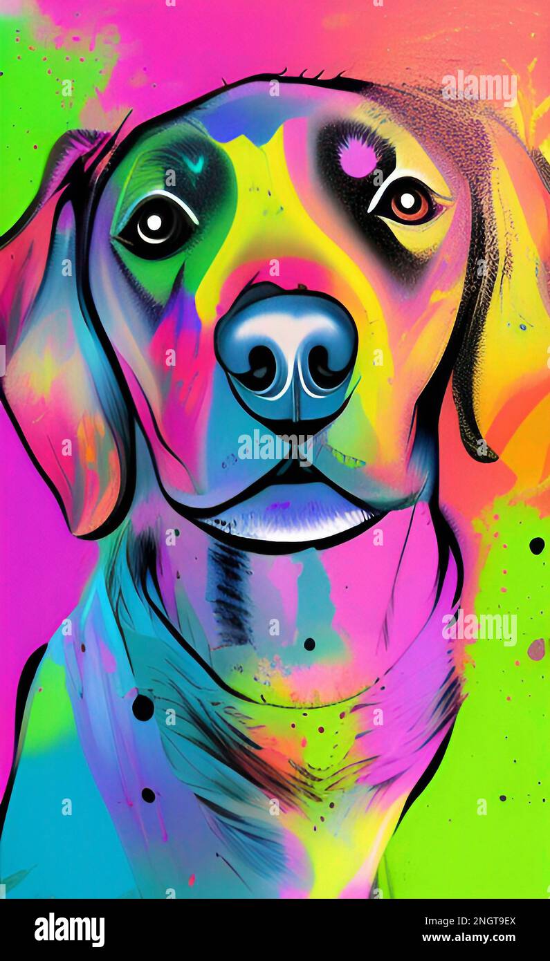 Colorido arte del perro, pintura del arte, dibujo de la mascota de la  ilustración. Conveniente para la impresión, la industria creativa, la moda,  y cualquier relacionado Fotografía de stock - Alamy
