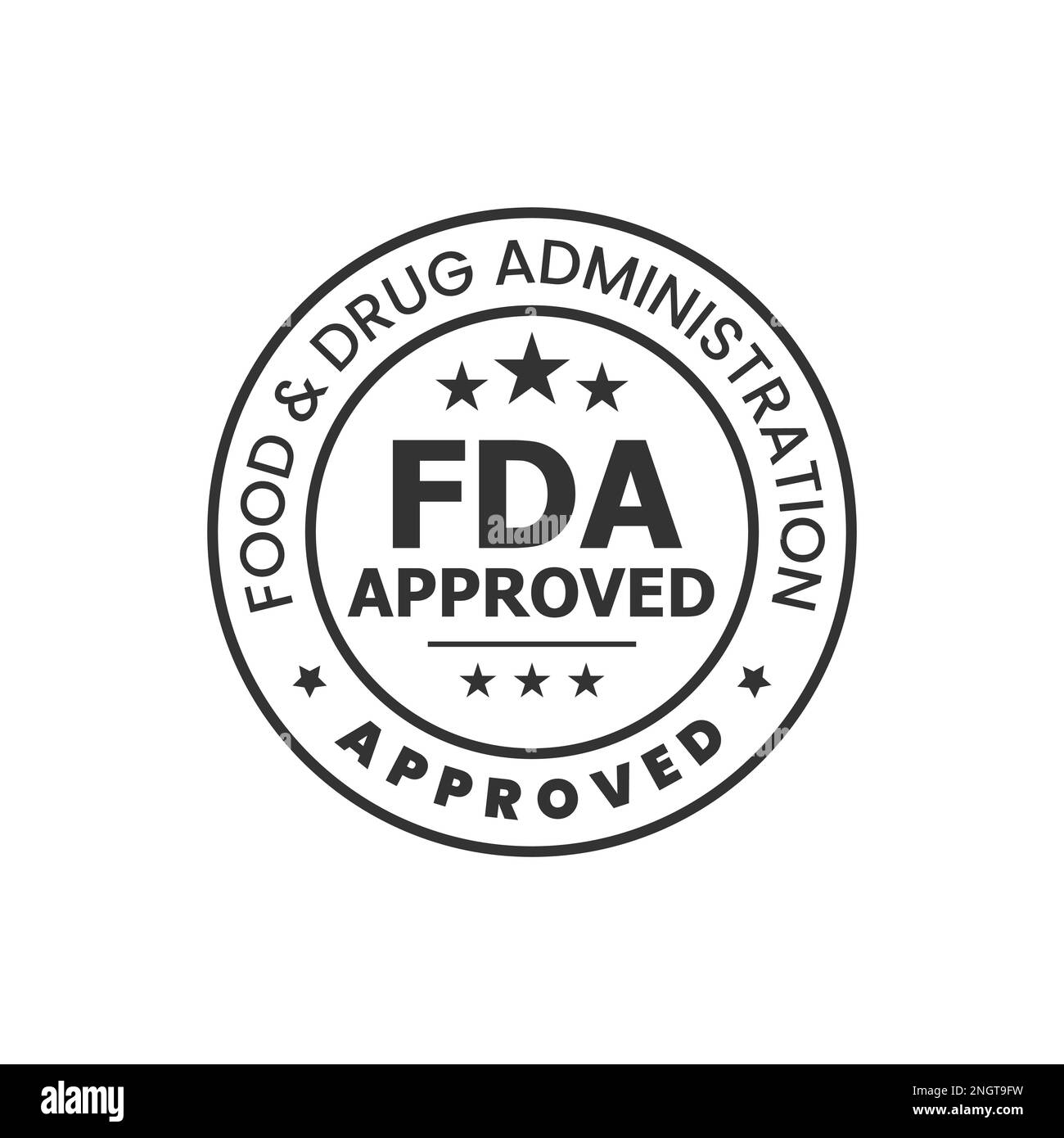 Icono de la fda o icono de la Administración de Alimentos y Medicamentos para el diseño de etiquetas de cbd, elementos de diseño de envases Ilustración del Vector