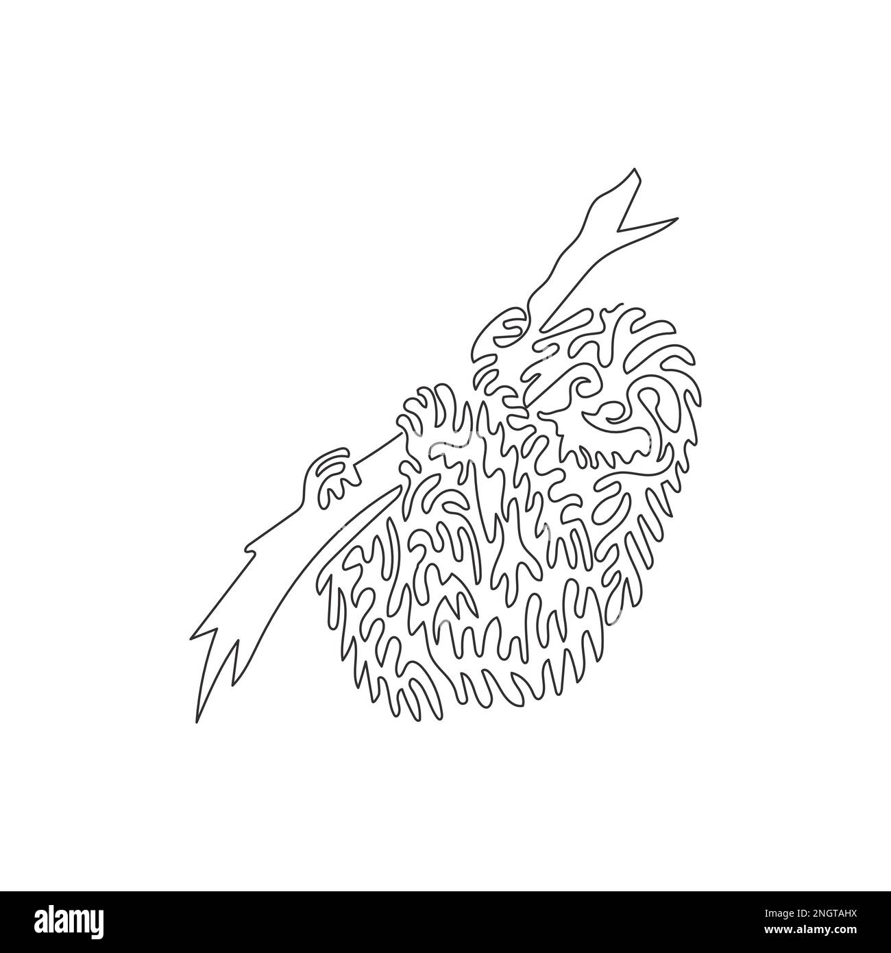 Curva continua Dibujo de una línea de árbol perezoso que habita el arte