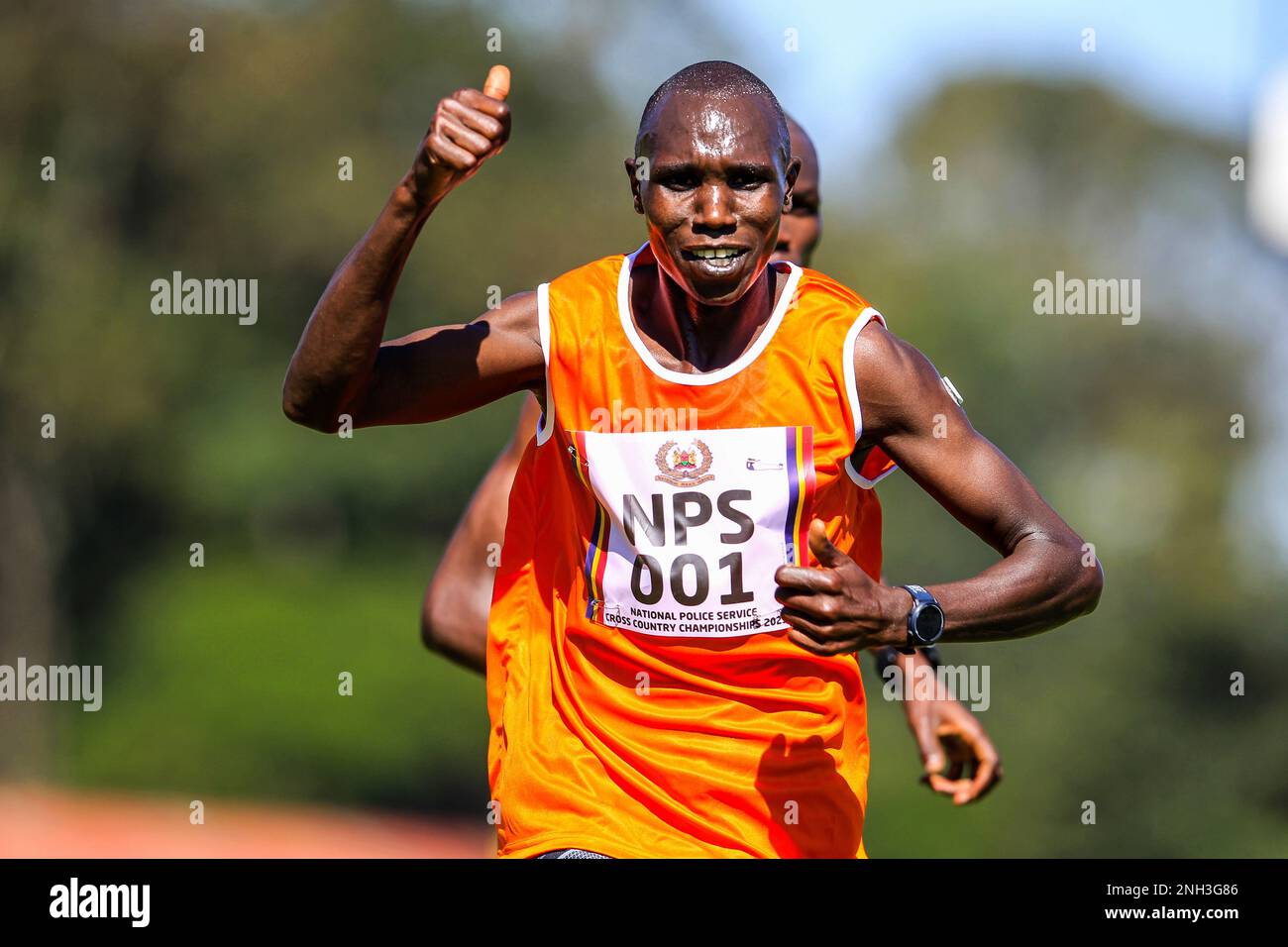 El Campeonato Nacional de Cross Country del Servicio Nacional de Policía en el campo de carreras de Ngong en Nairobi, Kenia. Foto de stock