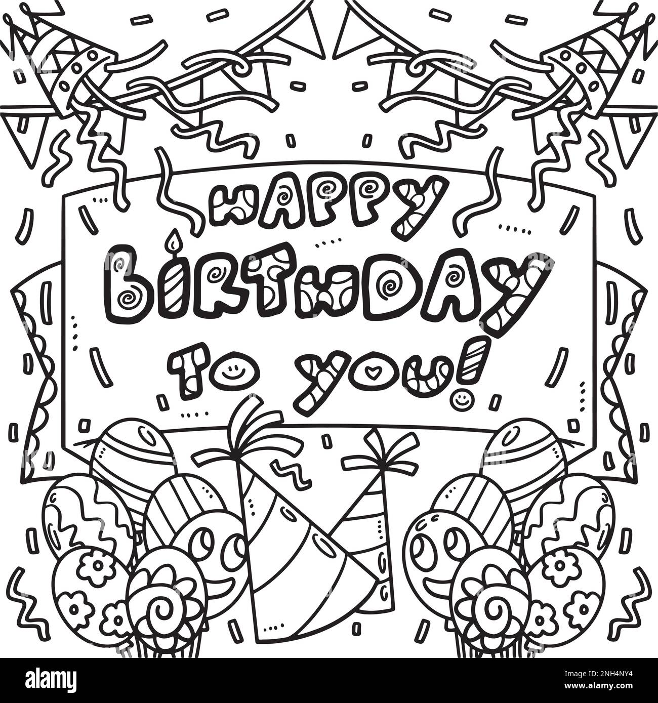 Happy birthday sticker Imágenes de stock en blanco y negro - Alamy