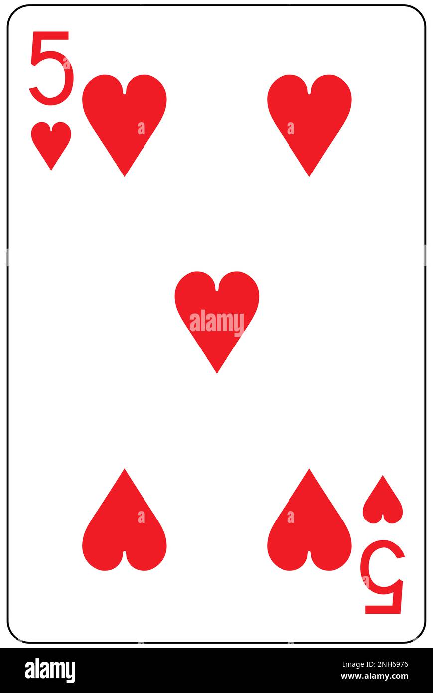 Cinco de corazones jugando a la carta Fotografía de stock - Alamy