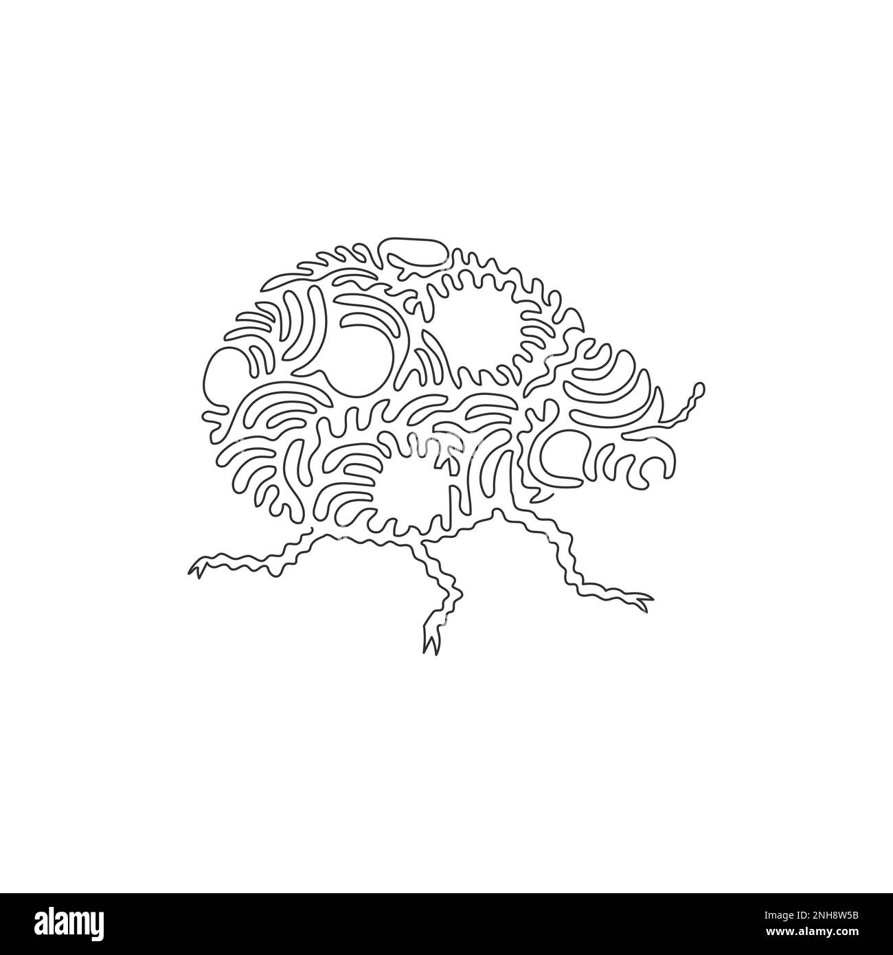 Dibujo de una sola línea de insecto depredador natural ladybug. Dibujo