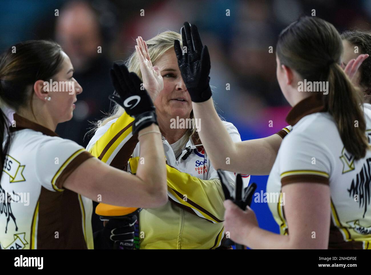 Manitoba's Karlee Burgess, from left to right, Jennifer Jones, Lauren