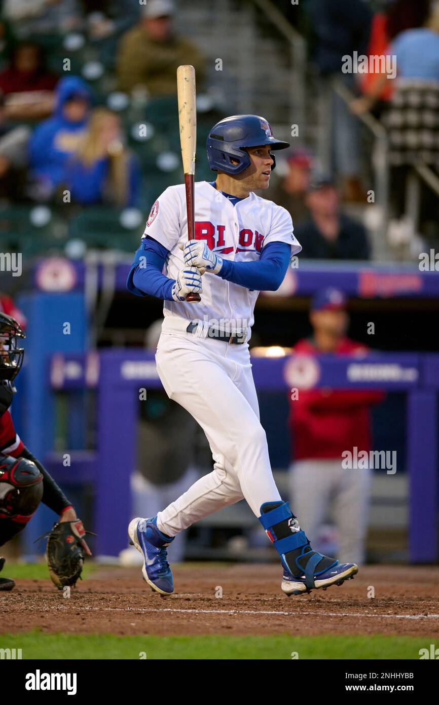 Buffalo Bisons LJ Talley (21) bats during an International League baseball  game against the Rochester Red Wings on September 22, 2022 at Sahlen Field  in Buffalo, New York. (Mike Janes/Four Seam Images