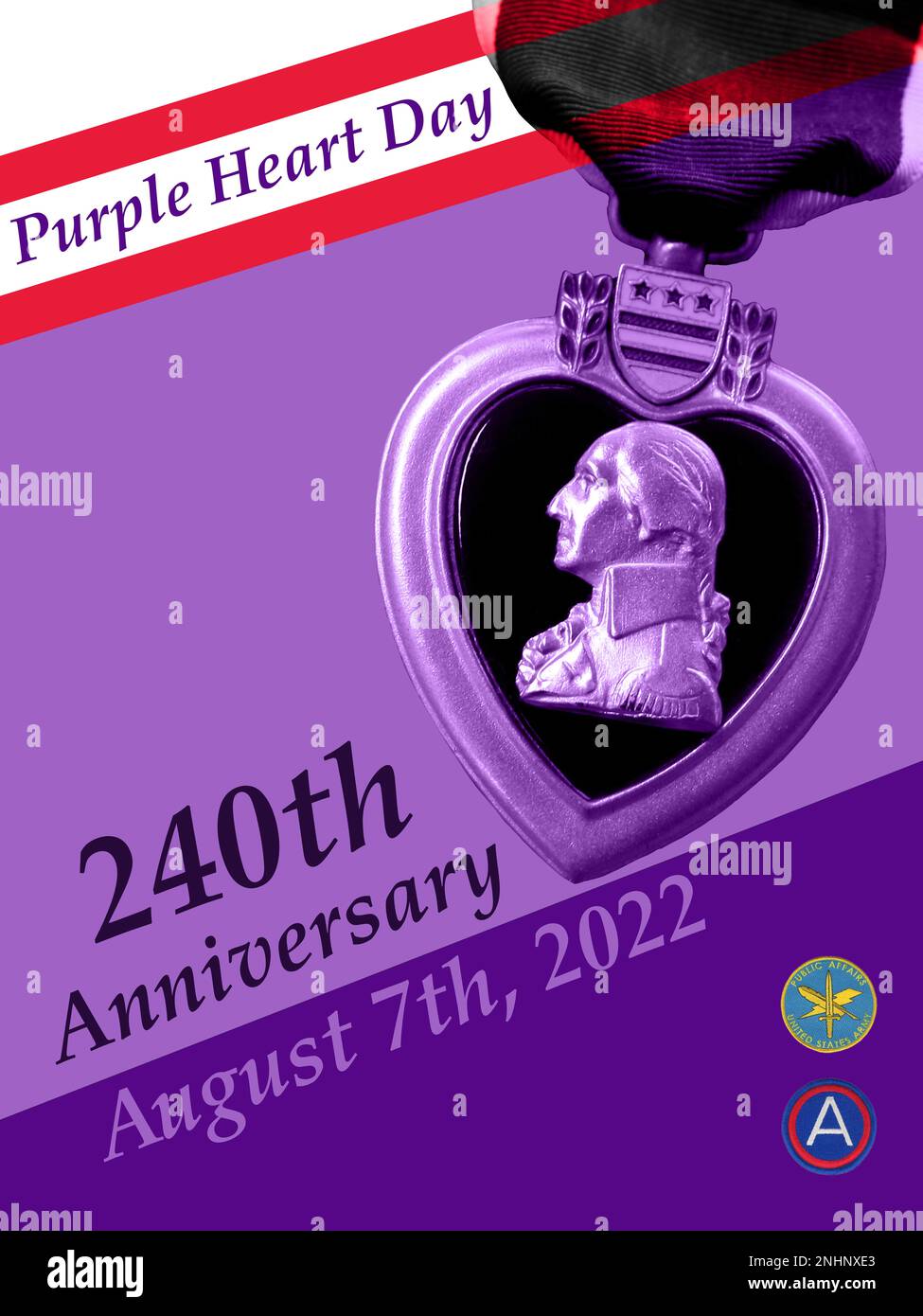 Esta es una ilustración fotográfica creada en Camp Arifjan, Kuwait, el 1 de agosto de 2022. Este gráfico rinde homenaje a la importancia detrás del Día del Corazón Púrpura. Foto de stock