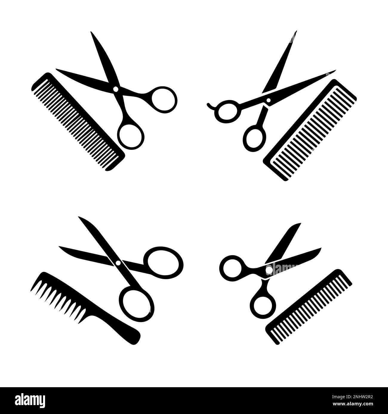 Icono plano tijeras de peluquero varios colores Stock Vector