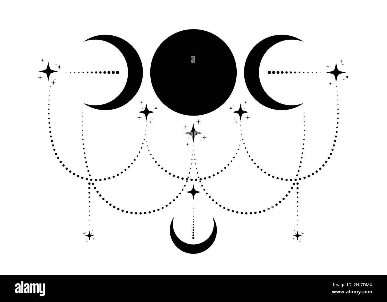 Triple Luna religiosa wiccan signo. Wicca logo símbolo de neopaganismo