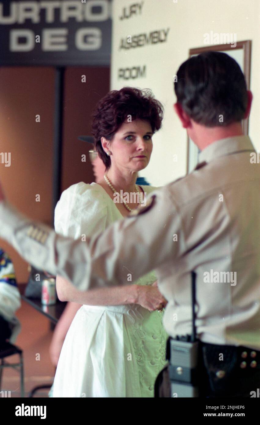 Faye Yager during a recess while on trial of alleged kidnapping and
