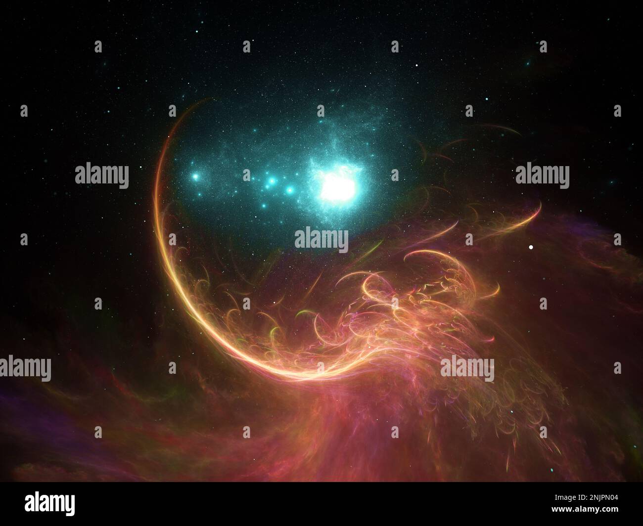 Nebulosa del Gas del Espacio Exterior - Arte Fractal de la Llama Foto de stock