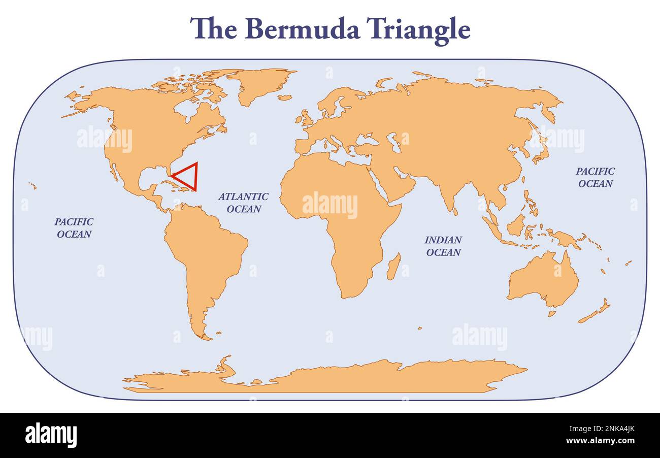 Mapa del Triángulo de las Bermudas en el Mar Caribe Foto de stock
