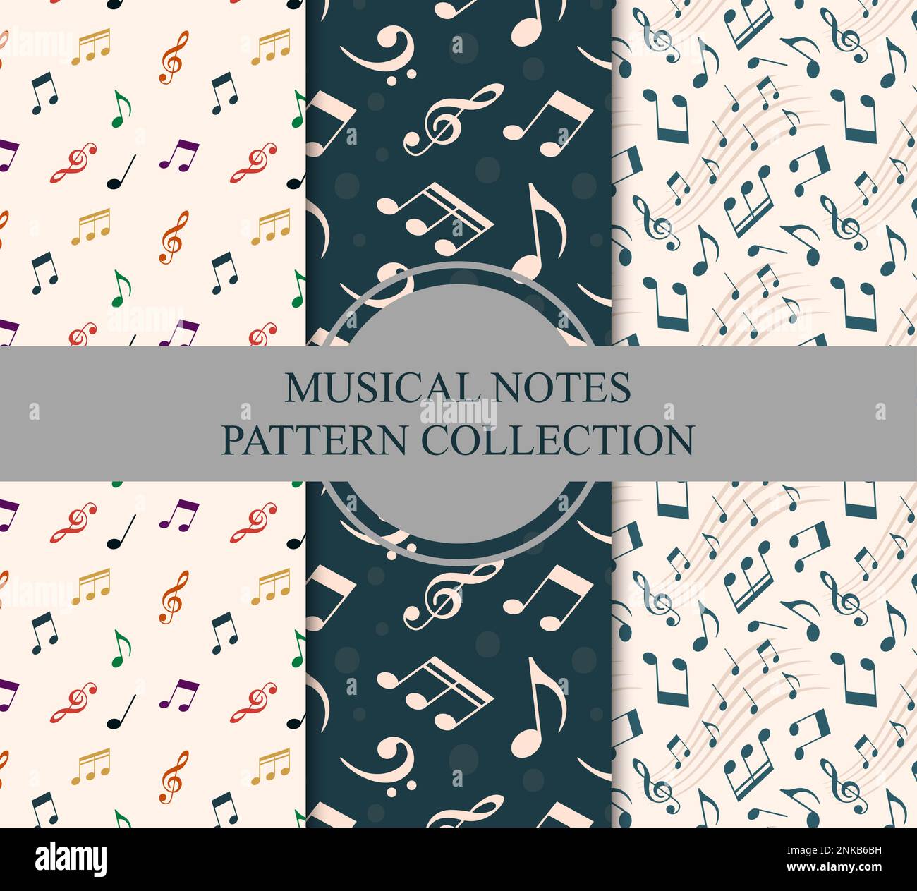 Colección de patrón de notas musicales para diseño de música, paquete, ilustración vectorial de fondo Ilustración del Vector