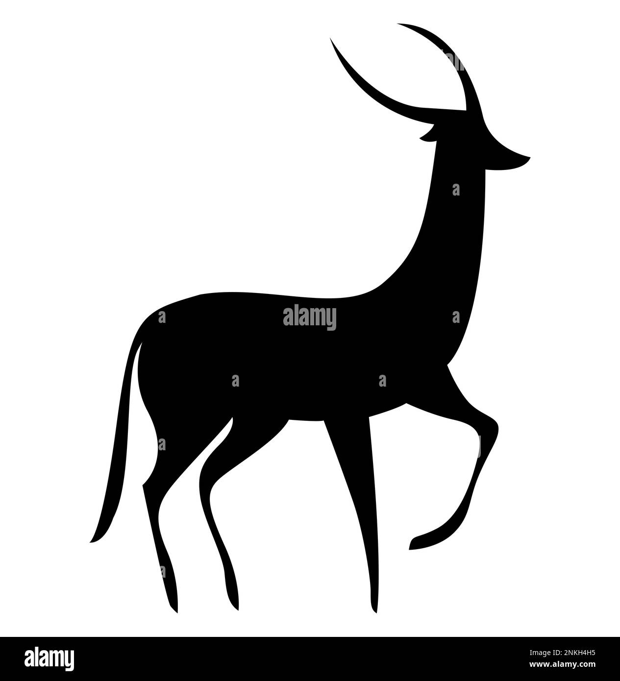 Silueta negra de la ilustración de vector de logotipo de gacela africana, icono de pie de Springbok de Namibia Ilustración del Vector