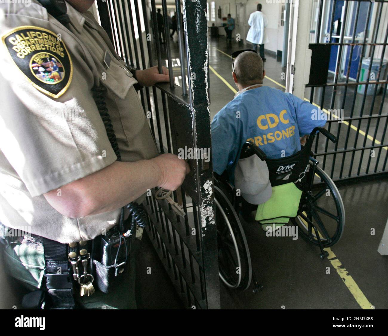 FILE A wheelchairbound inmate wheels himself through a checkpoint at