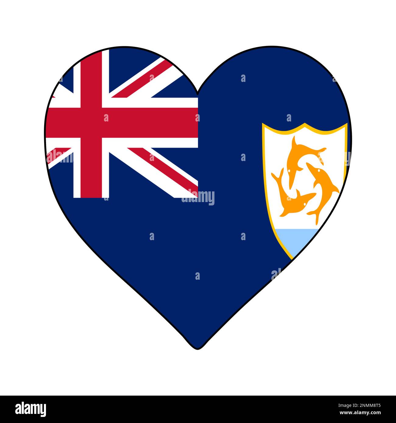 Anguila Heart Shape Flag. Me encanta Anguila. Visita Anguila. Caribe