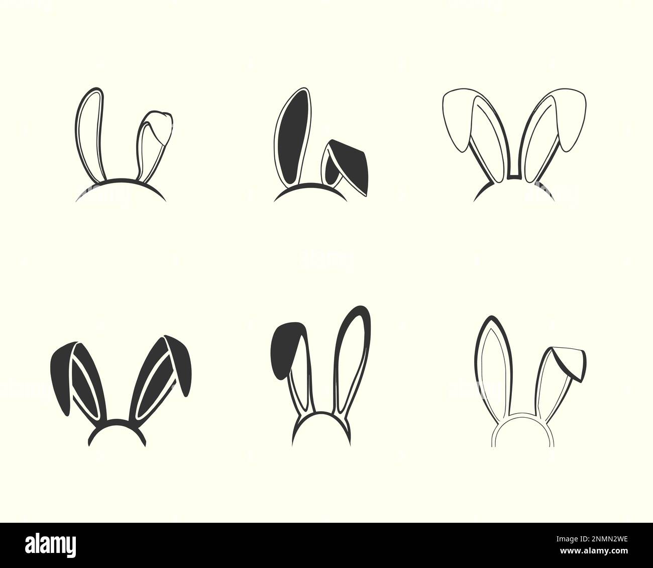Colección de ilustración de orejas de conejo de Pascua, ilustración de oreja dibujada a mano Ilustración del Vector
