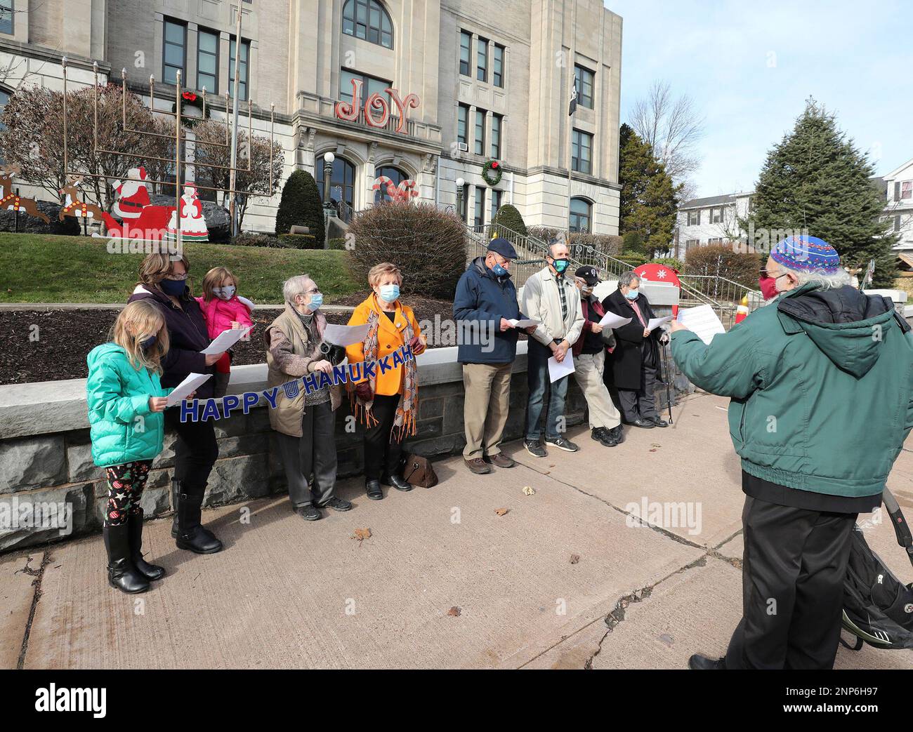 The annual lighting of the Hanukkah menorah at City Hall is sponsored