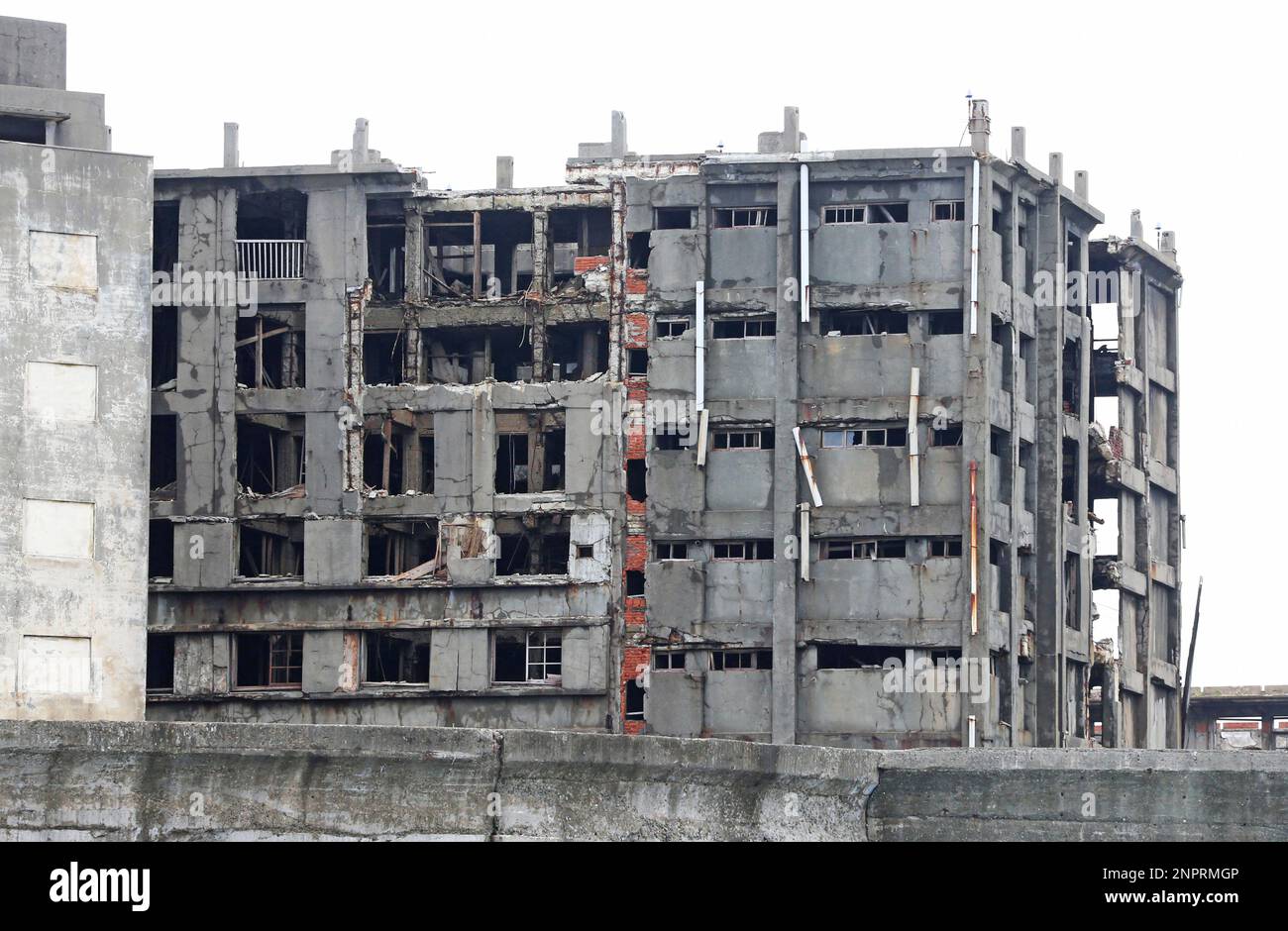 A photo shows Hashima Island (Gunkanjima / Battleship Island) in