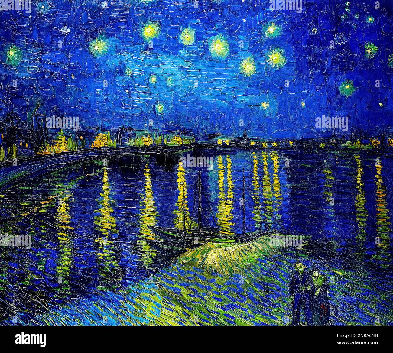 Noche estrellada sobre el Ródano, Vincent Van Gogh. Foto de stock