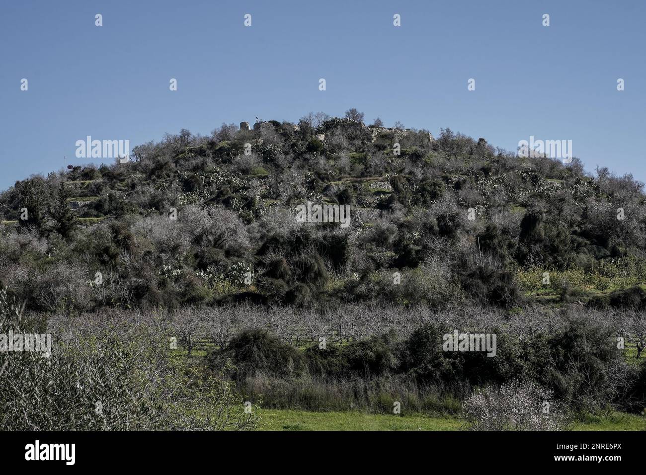 Una vista de Tel Tzuba en las colinas de Jerusalén Foto de stock