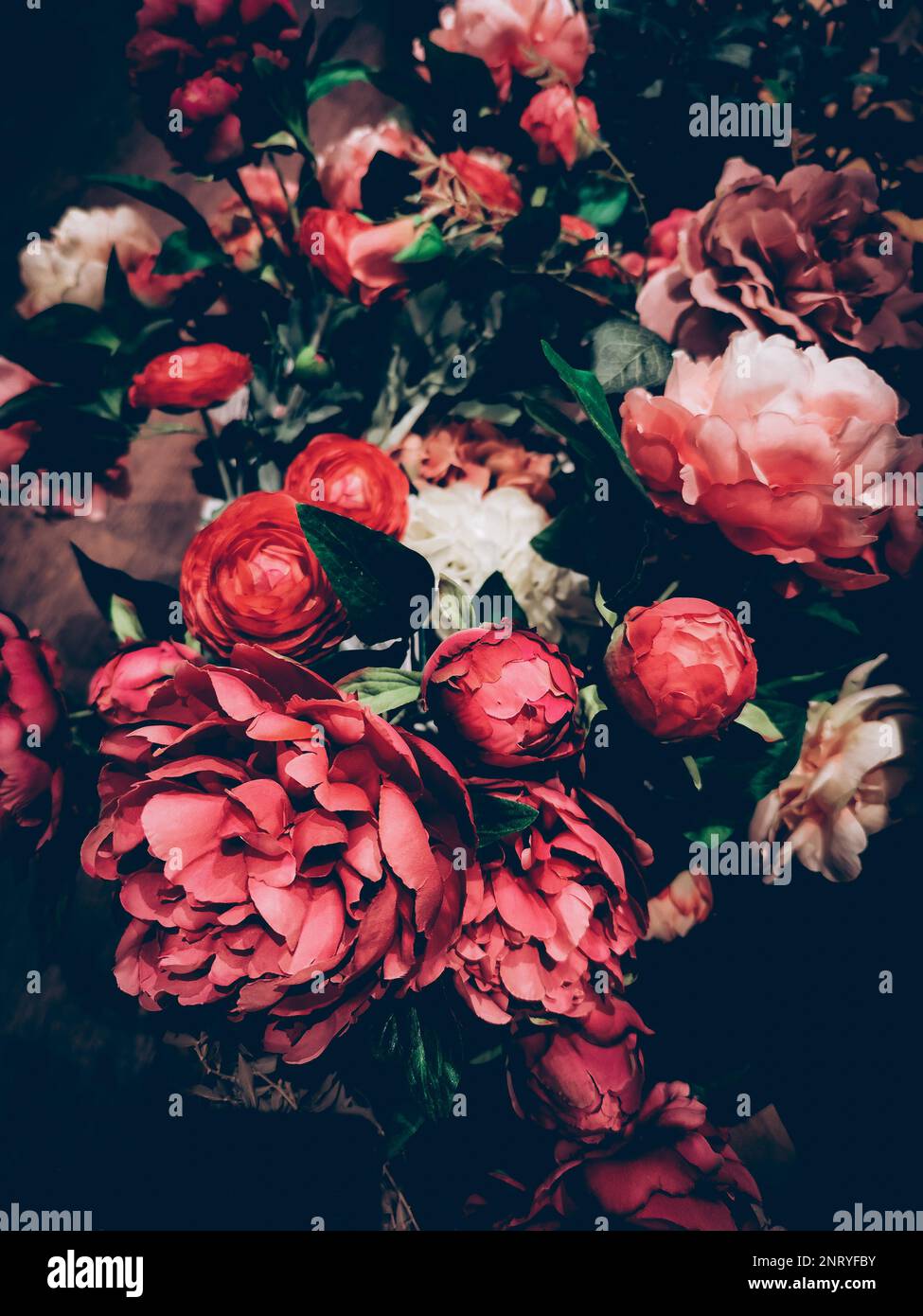 Vintage ramo de hermosas peonías. Decoración florística. Fondo floral. Estilo barroco a la antigua moda. Tarjeta de felicitación de flores naturales Fotografía de stock - Alamy Vintage ramo de hermosas peonías. Decoración florística. Fondo floral. Estilo barroco a la antigua moda. Tarjeta de felicitación de flores naturales Fotografía de stock - Alamy